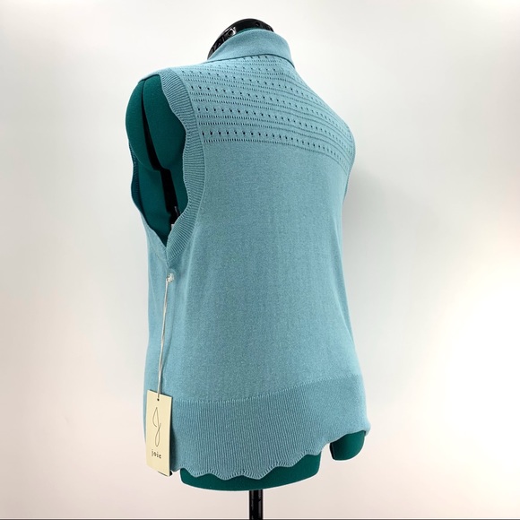 Joie NWT Sky Blue Sleeveless Scalloped Edged Sweater, Medium - Picture 5 of 16